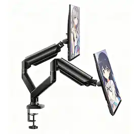 Ergear - Dual Monitor Stand, Full Motion Steel VESA Mount, 17-32 Inch Screen, 4.4-22 lbs Capacity, 75x75/100x100mm VESA - Black