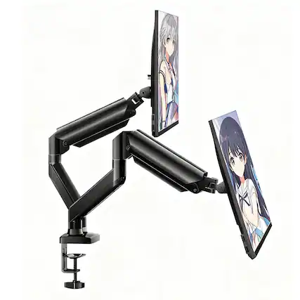 Front. Ergear - Dual Monitor Stand, Full Motion Steel VESA Mount, 17-32 Inch Screen, 4.4-22 lbs Capacity, 75x75/100x100mm VESA - Black.