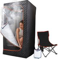 Sharper Image - Steamer Sauna Portable Spa, Includes 2.4L Steam Generator, Folding Chair, and Comprehensive Accessories - Black - Front_Zoom
