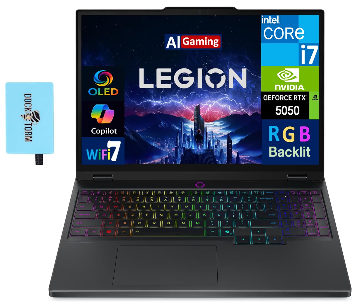 Lenovo - Legion Laptop 15.1 WQXGA Display (Intel i7-14700HX, 32GB DDR5, Win 11 Pro) w/DKZ USB Port Expander - Eclipse Black