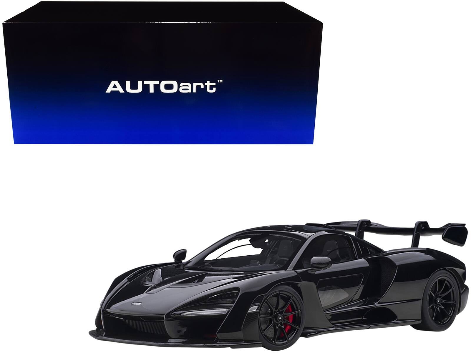 Front. Autoart - Mclaren Senna Stealth Cosmos Black with Carbon Accents 1/18 Model Car by Autoart - Cosmos Black With Carbon.