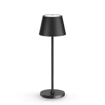 Front. ONEWISH - Cordless Portable LED Lamp with Dimming Touch Control - Black.