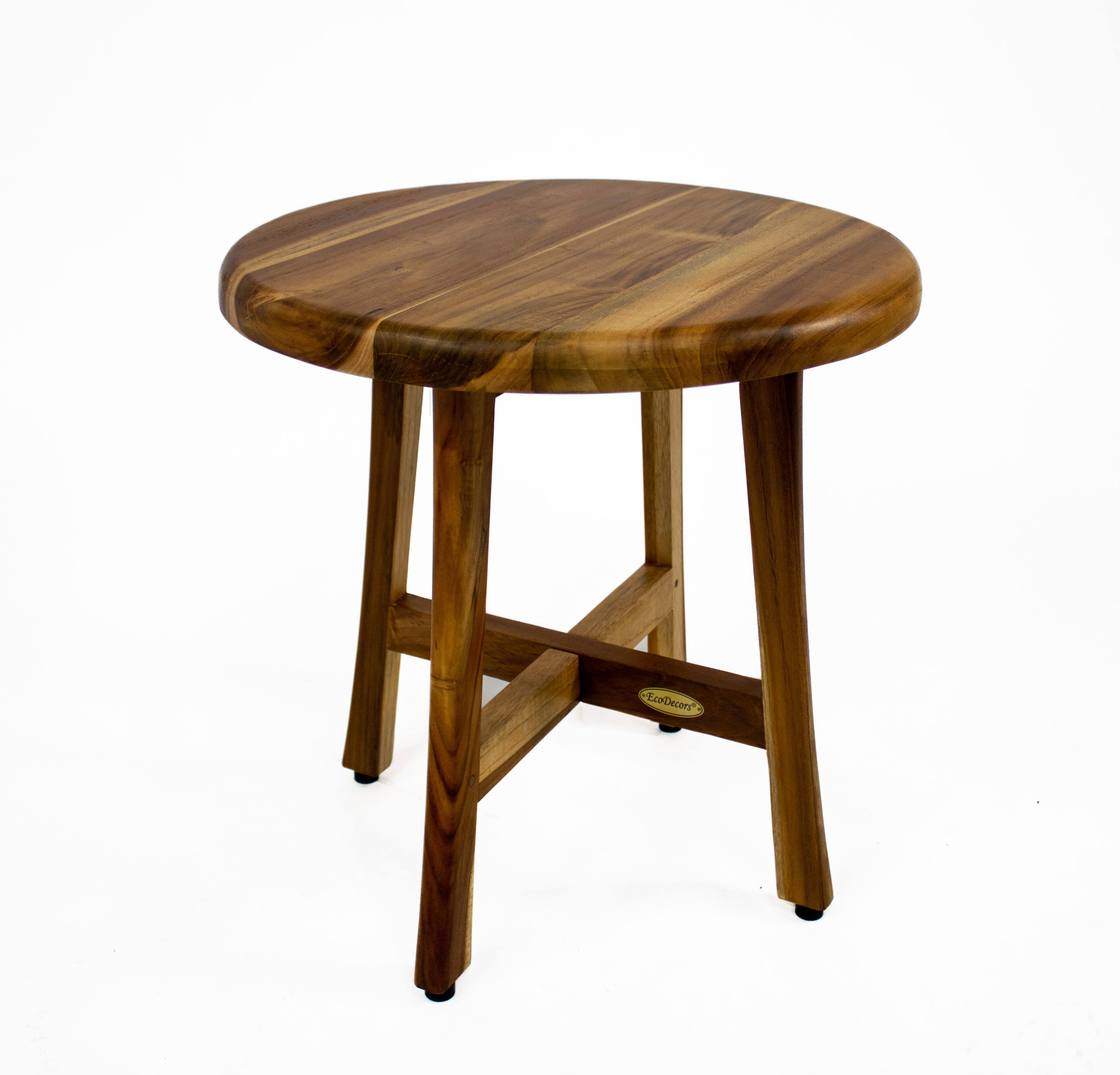 Angle. EcoDecors - EcoDecors Shoji 18" Teak Wood Round Shower Seat or Side Table - EarthyTeak.