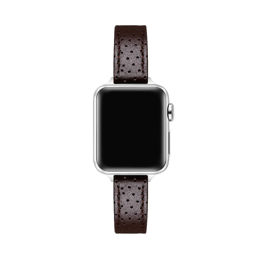 Back. Posh Tech - Carmen Perforated Leather Band for Apple Watch - Chocolate.