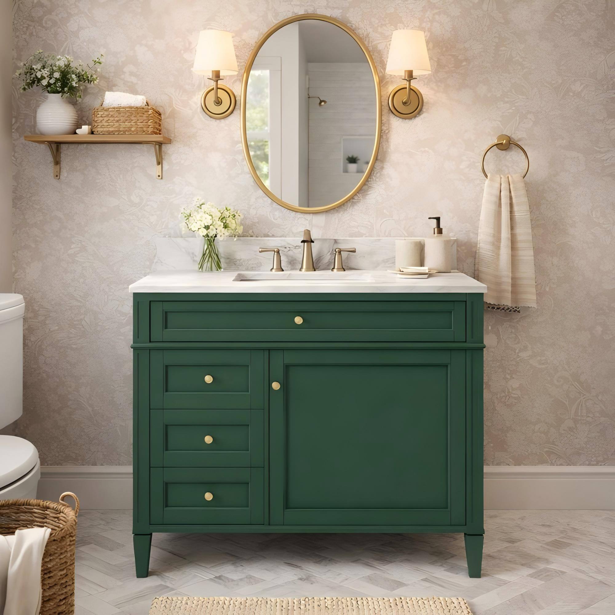 Alt View 2. Boyel Living - 36 Inch Modern Bathroom Vanity Cabinet Without Sink Solid Wood Frame Green - Green.