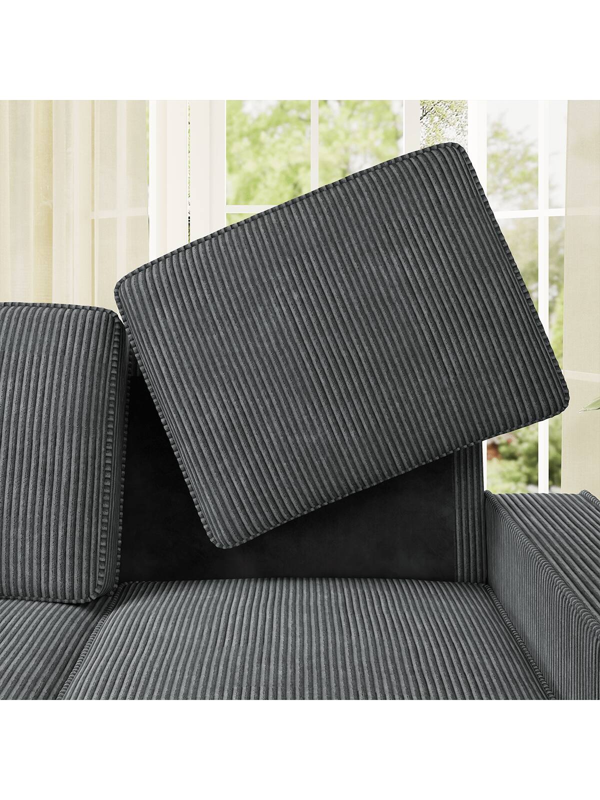 Alt View 1. Trinkets Crazed - 83.5 Inch Oversized 3 Seater Couch,Upholstered Corduroy Love Seat Sofa for Living Room,Modern Deep Seat Loveseat Sofa - Gray.