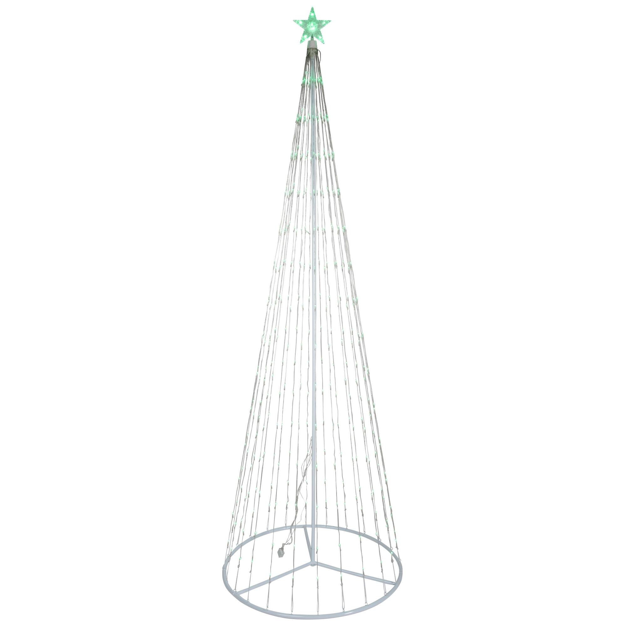 Alt View 1. Northlight - Lighted LED Multi-Function Outdoor Christmas Cone Tree - 9' - Green Lights - White.