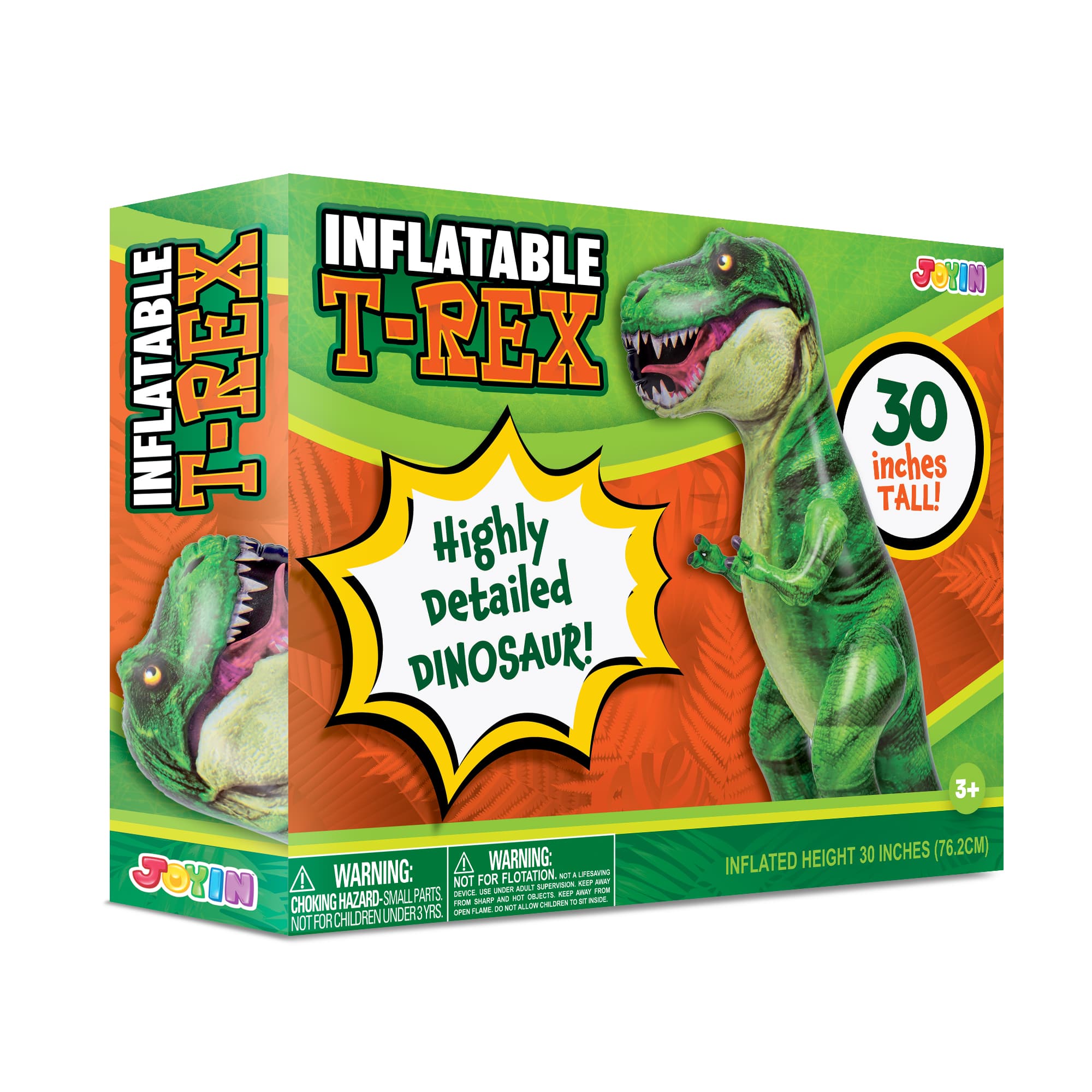 Joyfy- 30" T-Rex Dinosaur Inflatable, Giant Tyrannosaurus Rex Blow Up Toy for Birthday Party Decor & Gift- Green