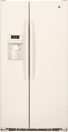  GE - 25.9 Cu. Ft. Side-by-Side Refrigerator with Thru-the-Door Ice and Water - Bisque