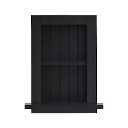 Front. AdirHome - Wood Recessed Wall Cabinet, Built-In Shelf Storage - Black.