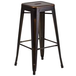 Emma + Oliver - Commercial Grade 30"H Backless Distressed Colorful Metal Indoor-Outdoor Barstool - Copper