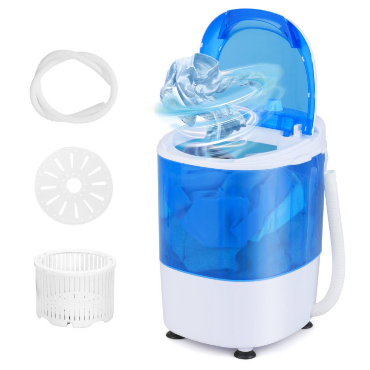 Alt View 4. LUCKY ONE - 5.5 lbs Freestanding Portable Semi-Auto Washing Machine with Drain Hose - Blue.