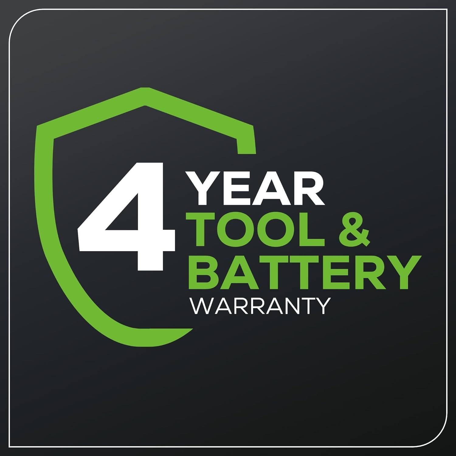 4 YEAR TOOL & BATTERY WARRANTY