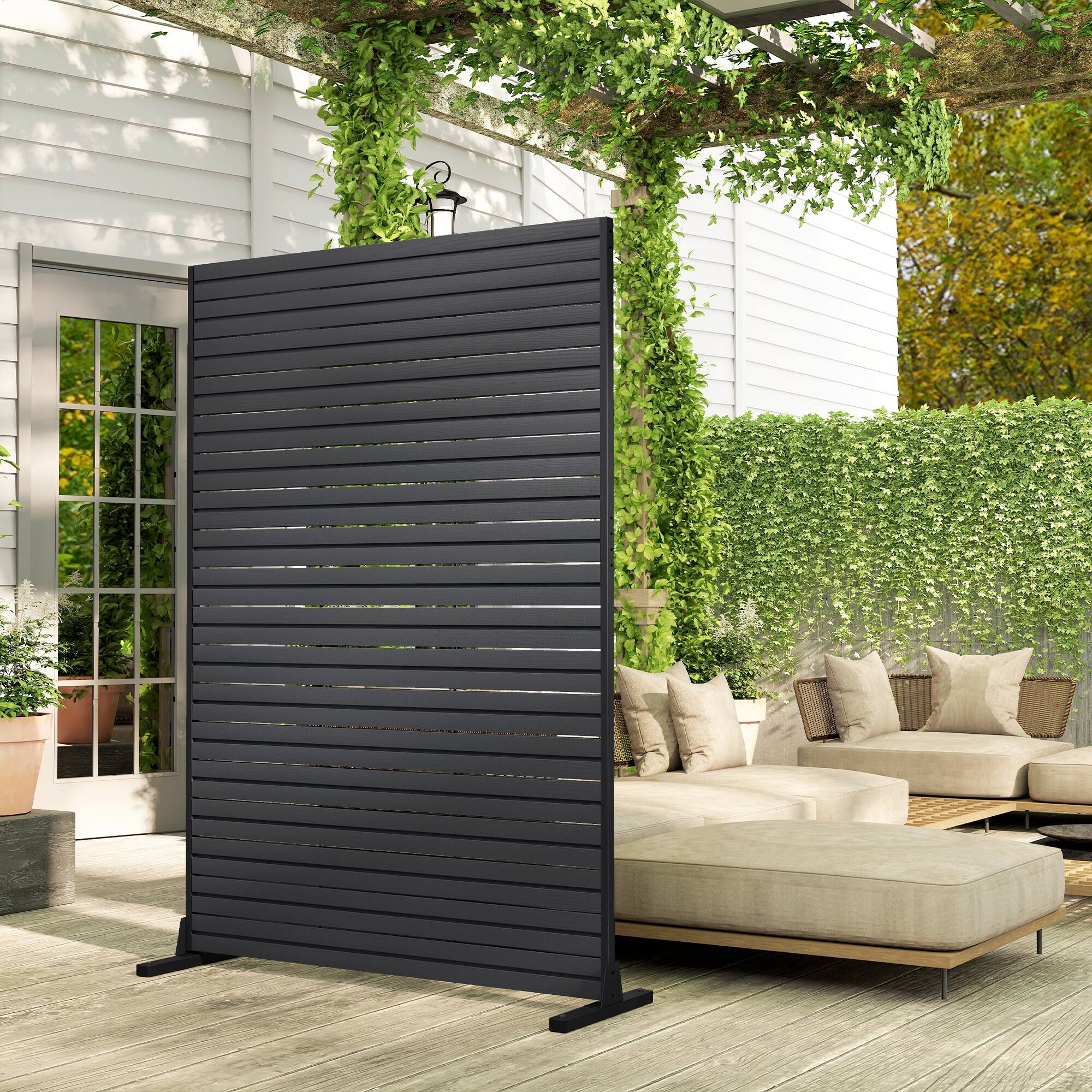 Alt View 8. Outsunny - HDPE Outdoor Privacy Screen, 47.2"W x 68.5"H Decorative Privacy Fence Screen with Stand and 6 Panels.