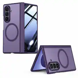 Dteck - Magnetic Case for Samsung Galaxy Z Fold8 Ultra, Compatible with MagSafe, Hinge Protection & Tempered Glass Screen Cover - Purple (Privacy Screen)