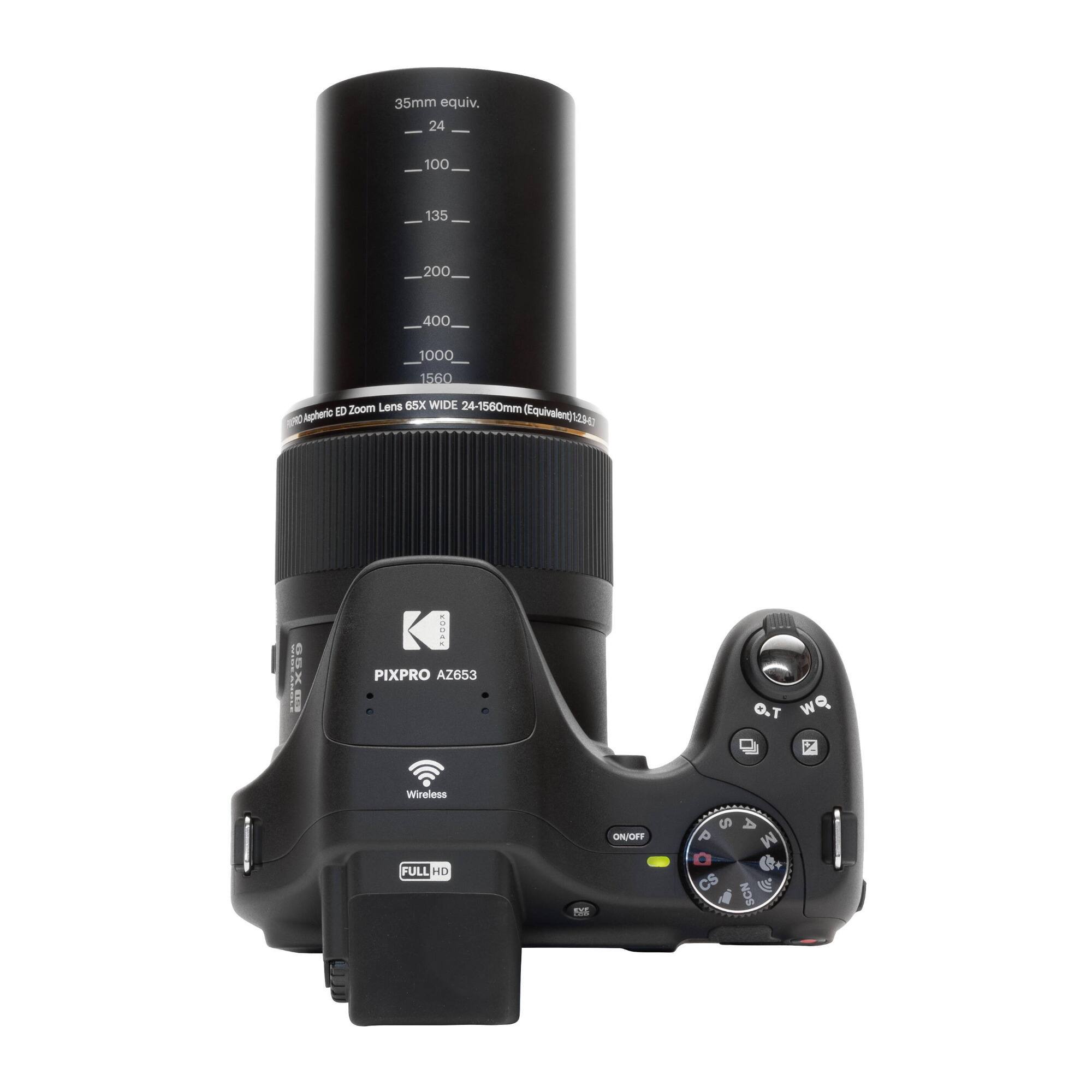 35mm equiv. 24  
100  
135  
200  
400  
1000 1560  
Zoom Lens 65X WIDE 24-1560mm Appheric ED (Equivalent)  
CREATE (29-1)  
KODAY PIXPRO AZ653  
T.O wo  
Wireless  
FULL HD  
DE  
ON/OFF  
S 0 CS  
A M SCN S