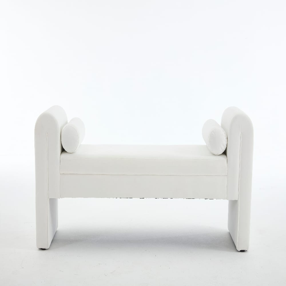 Ropilly - 65-Inch Velvet Storage Bench Extra Long Modern Minimalist Entryway Mudroom Seat End of Bed Bedroom Bench - White