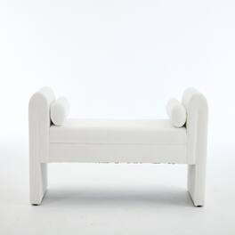 Ropilly - 65-Inch Velvet Storage Bench Extra Long Modern Minimalist Entryway Mudroom Seat End of Bed Bedroom Bench - White
