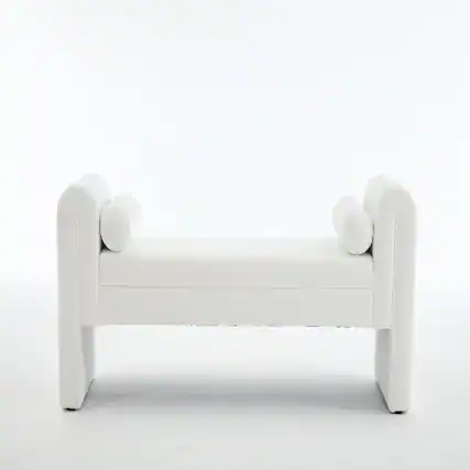 Front. Ropilly - Ropilly 65-Inch White Velvet Storage Bench Extra Long Modern Minimalist Entryway Mudroom Seat End of Bed Bedroom Bench - White.