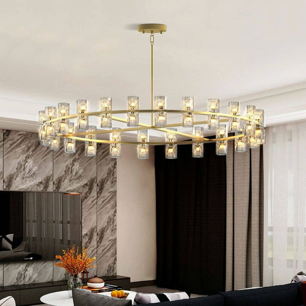 Kadyn - 48 Inches Luxury Chandeliers Crystal Living Room Decorative Lights Simple Modern Dining Room LED Lighting - Gold