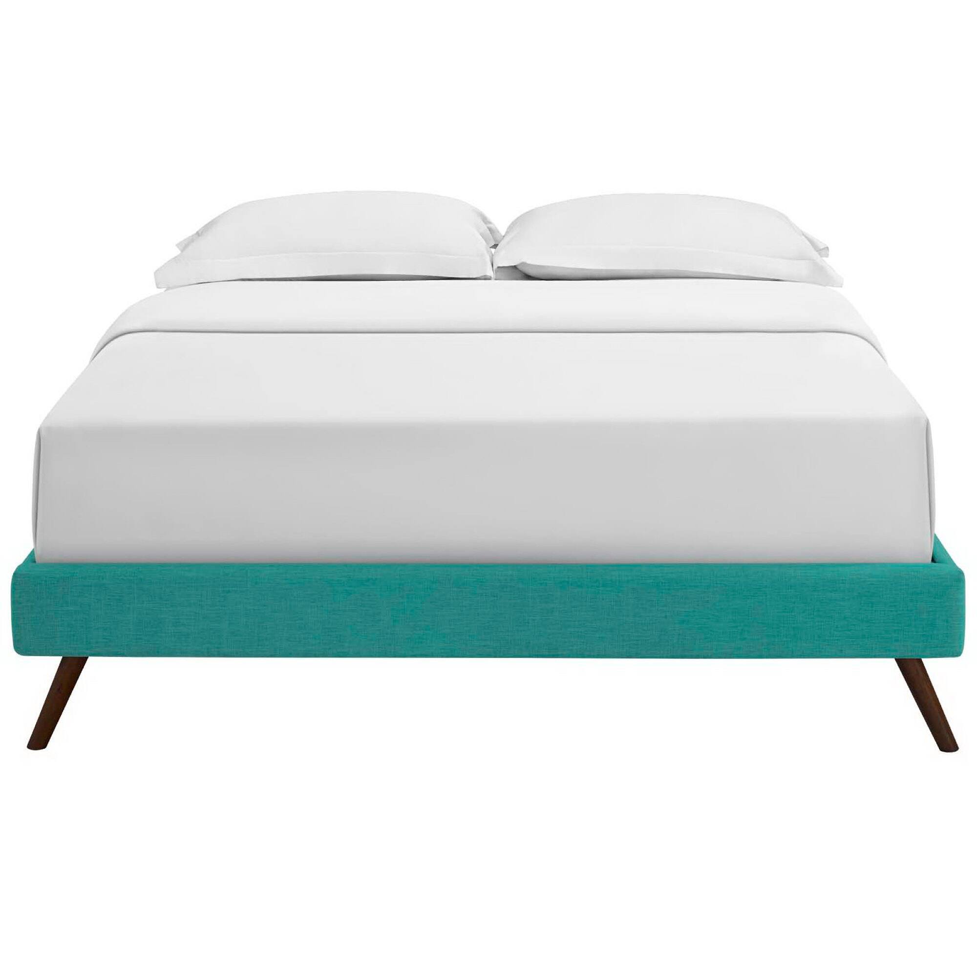 Alt View 1. Modway - Tessie Fabric Queen Bed Frame with Squared Tapered Legs - Blue.