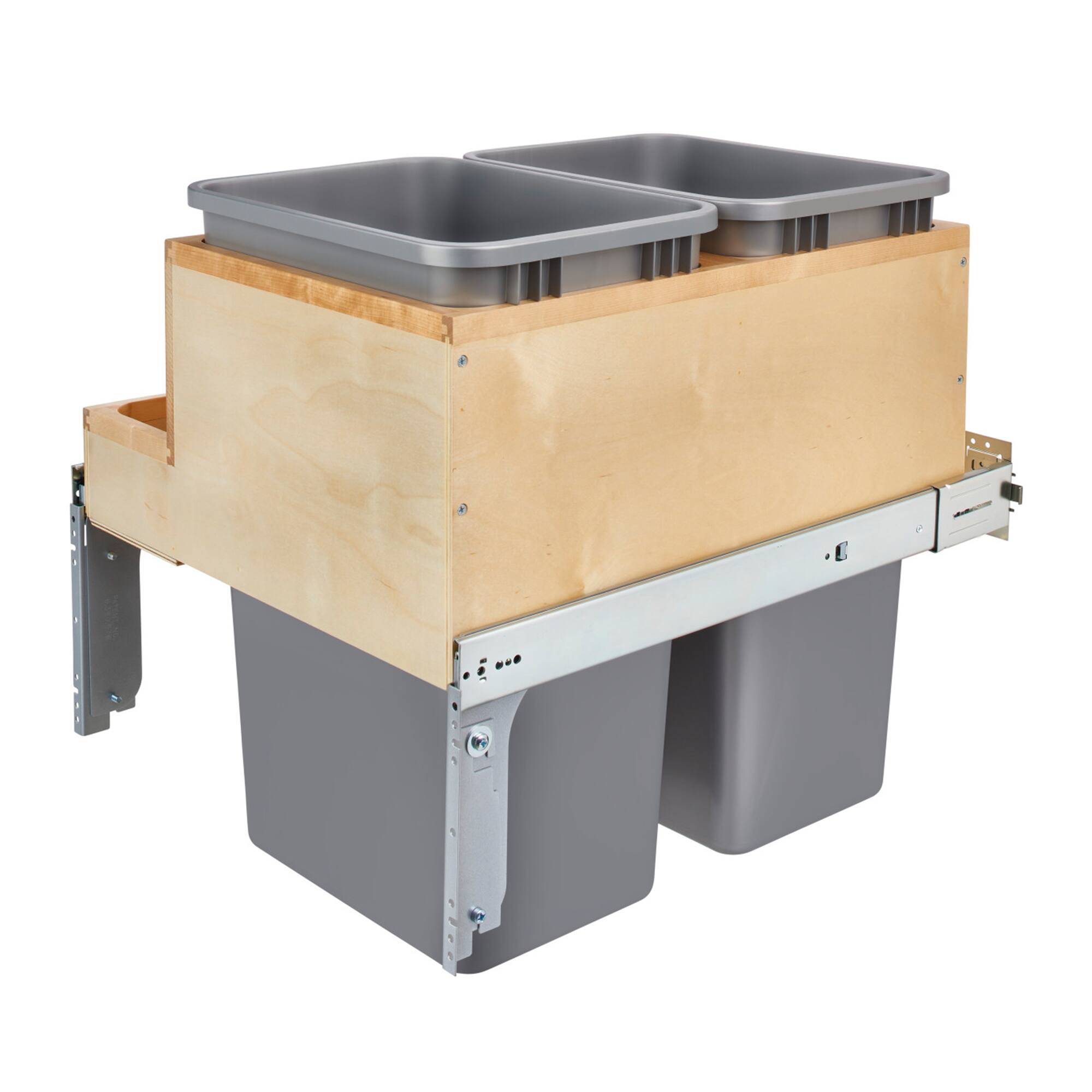 Alt View 7. Rev-A-Shelf - Rev-A-Shelf Double Pullout Top Mount Bin w/ Soft-close, 50 qt., 4WCTM-2450BBSCDM-2 - Light Brown.