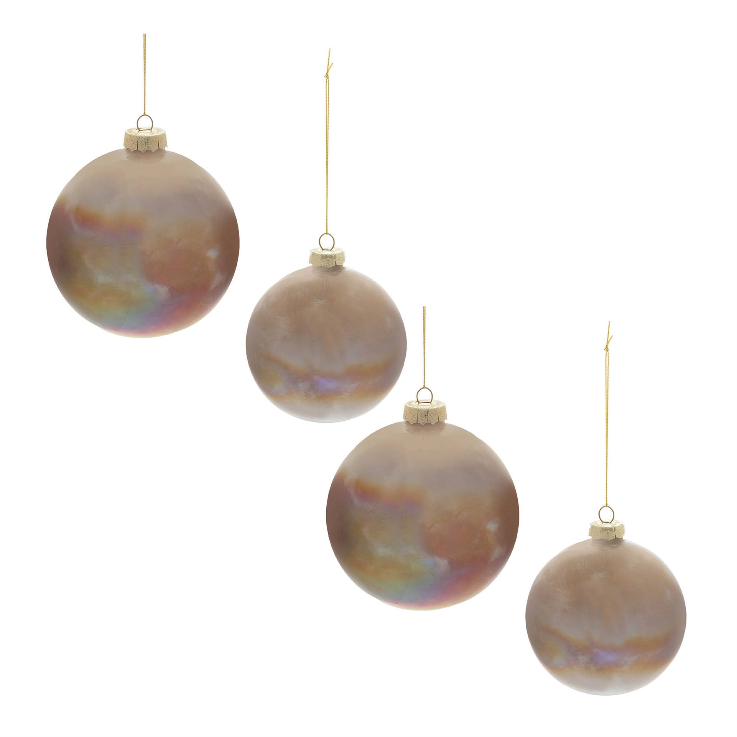 Alt View 2. BreeBe - Iridescent Glass Ball Ornament (Set of 4) - Brown.
