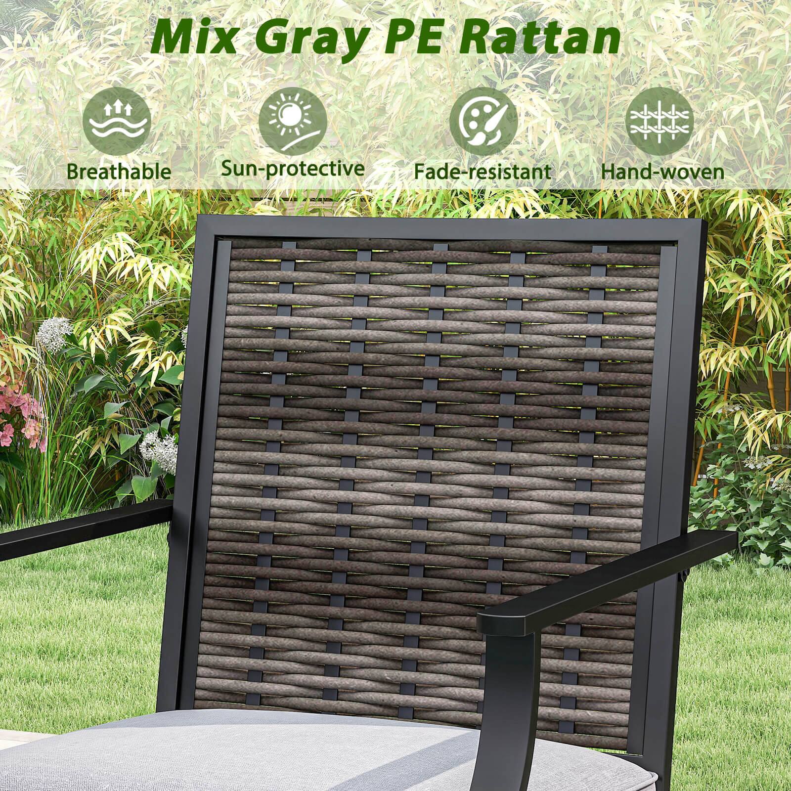 Mix Gray PE Rattan

- Breathable
- Sun-protective
- Fade-resistant
- Hand-woven