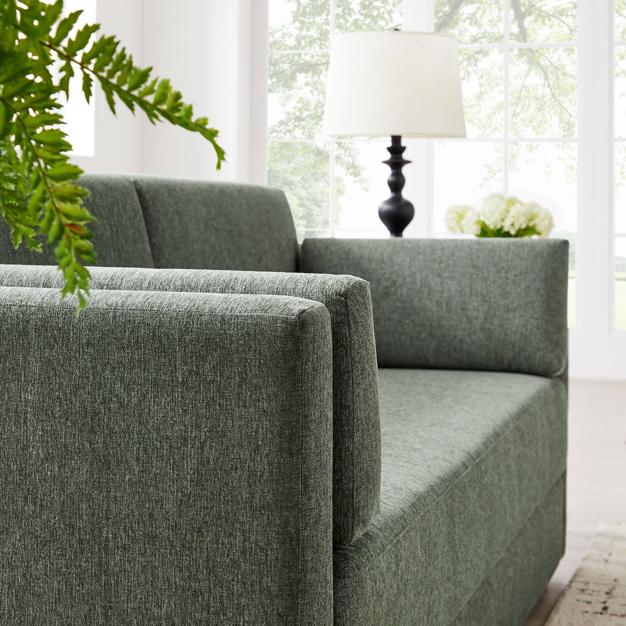 Alt View 5. Modway - Linden Upholstered Heathered Chenille Sofa by Modway - Green.