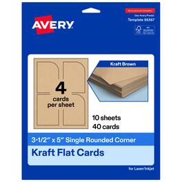 Avery - Rectangle Flat Cards, 3-1/2" x 5", Kraft 40 Total - Brown