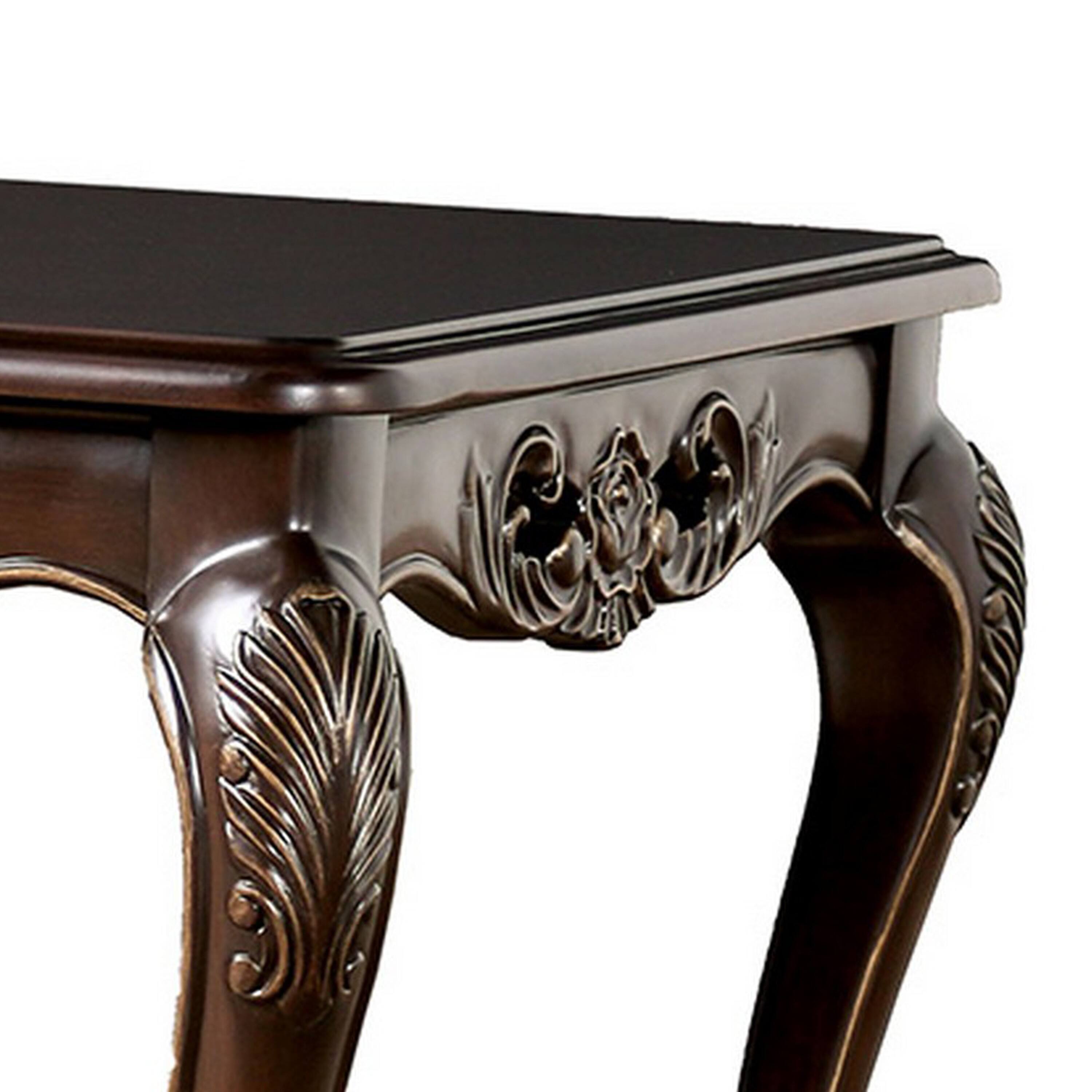 Alt View 2. Manhattan Lane - Halie Coffee Table, 48 Inch, Classic Cabriole Legs, Dark Brown Solid Wood - Java Brown.