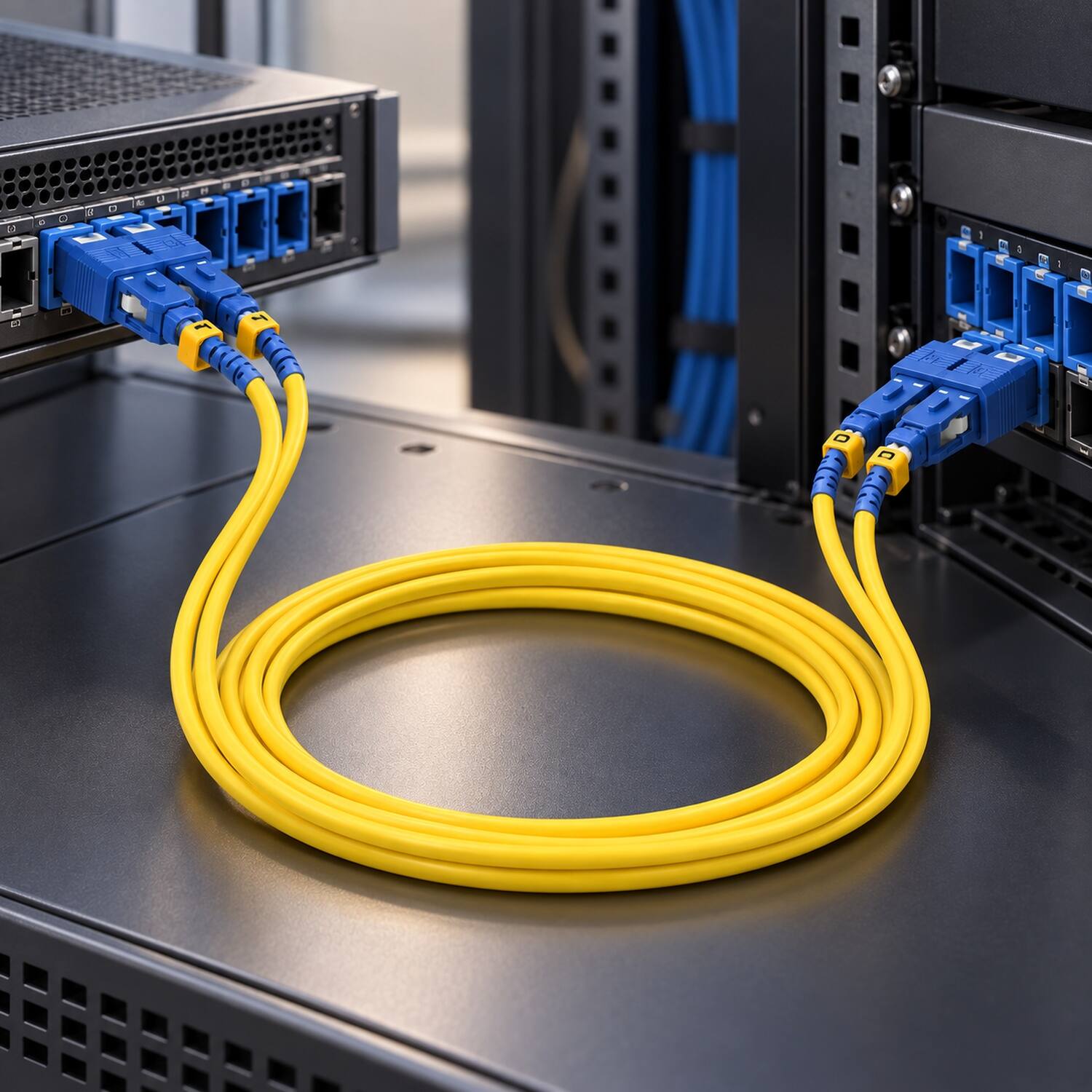 Left. Sanoxy - 2m SC/SC Duplex 9/125 Single Mode Fiber Optic Cable - Multi.