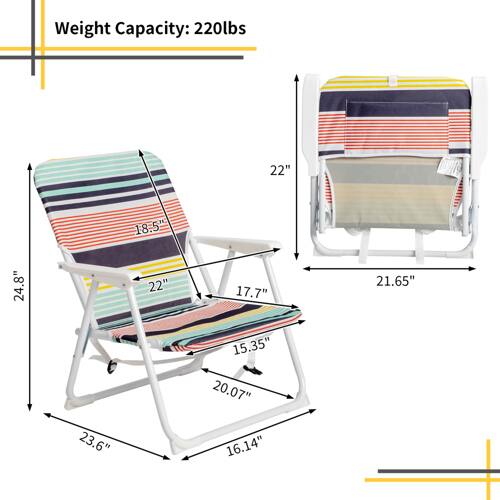 Weight Capacity: 220lbs  
22"  
18.5"  
24.8"  
22"  
17.7"  
21.65"  
15.35"  
20.07"  
23.6"  
16.14"