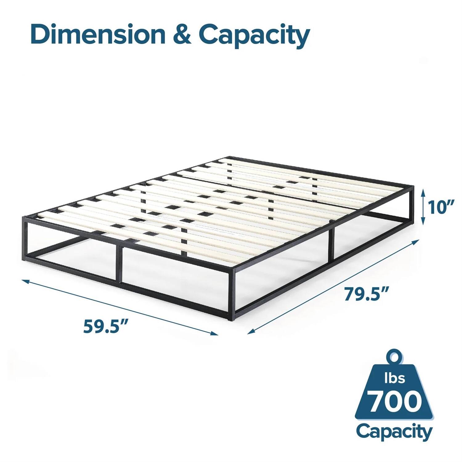 Dimension & Capacity, 10", 79.5", 59.5", lbs 700 Capacity