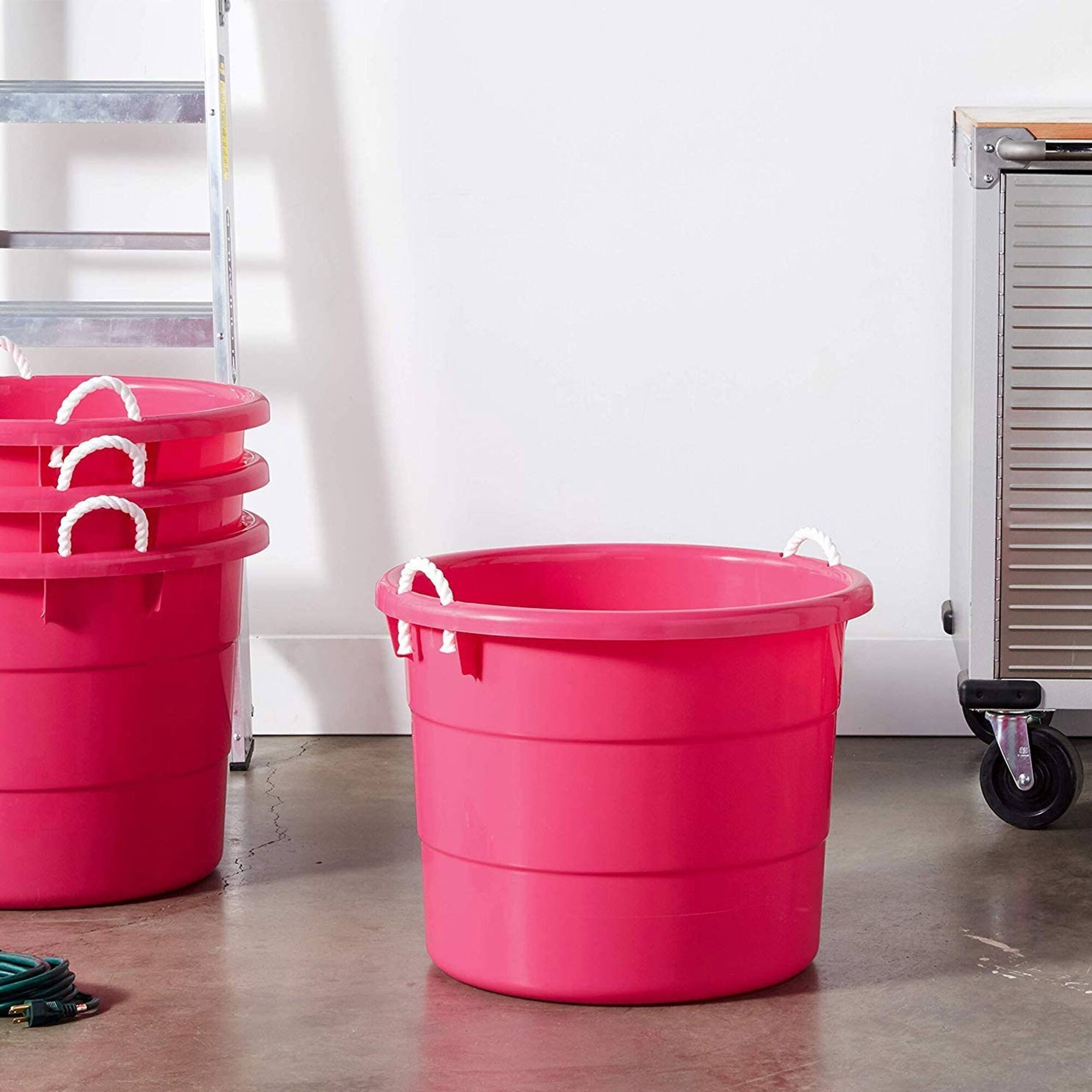 Homz Plastic 18 Gallon Utility Bucket Tub Container with Handles, (2 ...