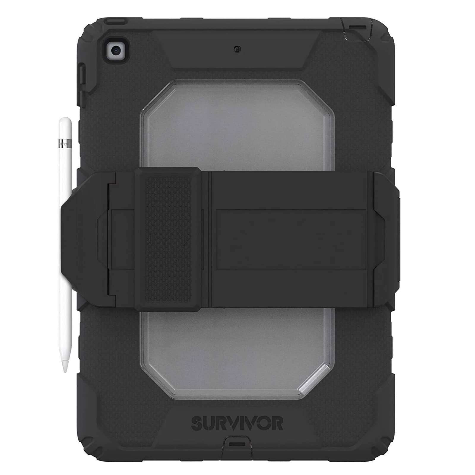 Griffin - Survivor All-Terrain Case for Apple iPad 10.2 (9th, 8th, 7th), Detachable Kickstand, Apple Pencil H - Black