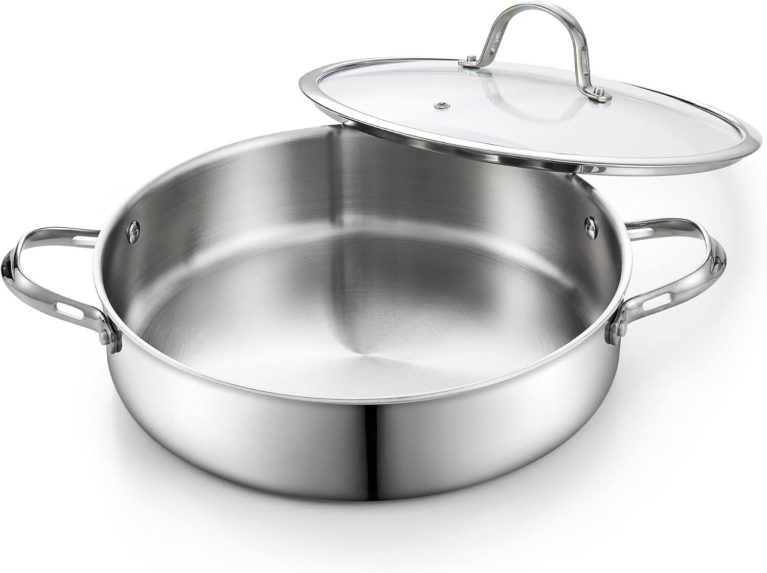 Front. Cooks Standard - Cooks Standard Multi-Ply Clad  Stainless Steel Saute Pan With Lid,12-Inch - stainless steel.