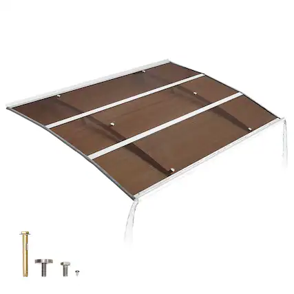 Front. VEVOR - Awnings for Door Entrance, 39 x 59 in, Exterior Front Door Window Awnings with Drainage & Metal Bracket - Brown.