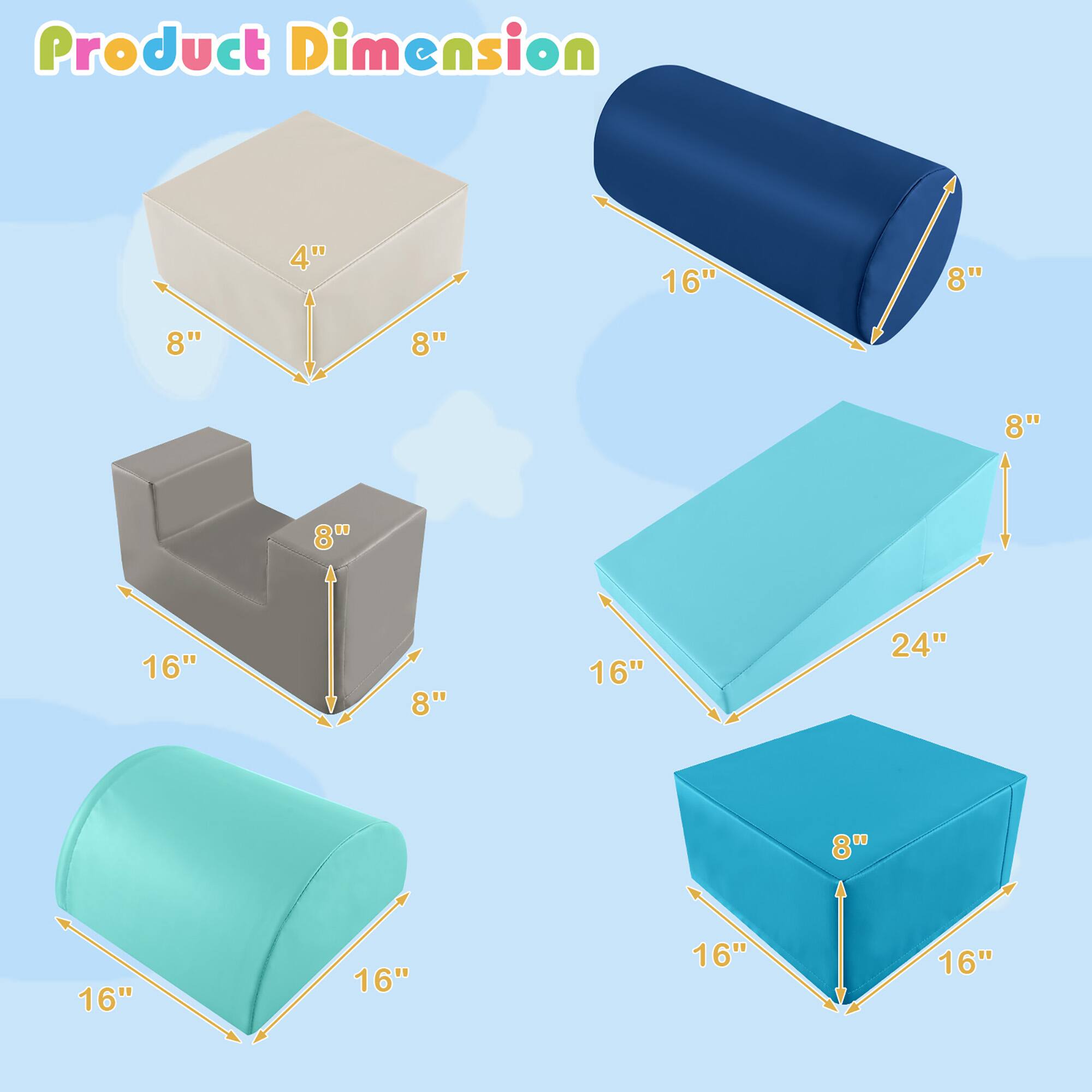 Product Dimension  
4" 16" 8" 8" 8" 8" 8"  
A 16" 8" 16" 24" 8" 16" 16" 16"