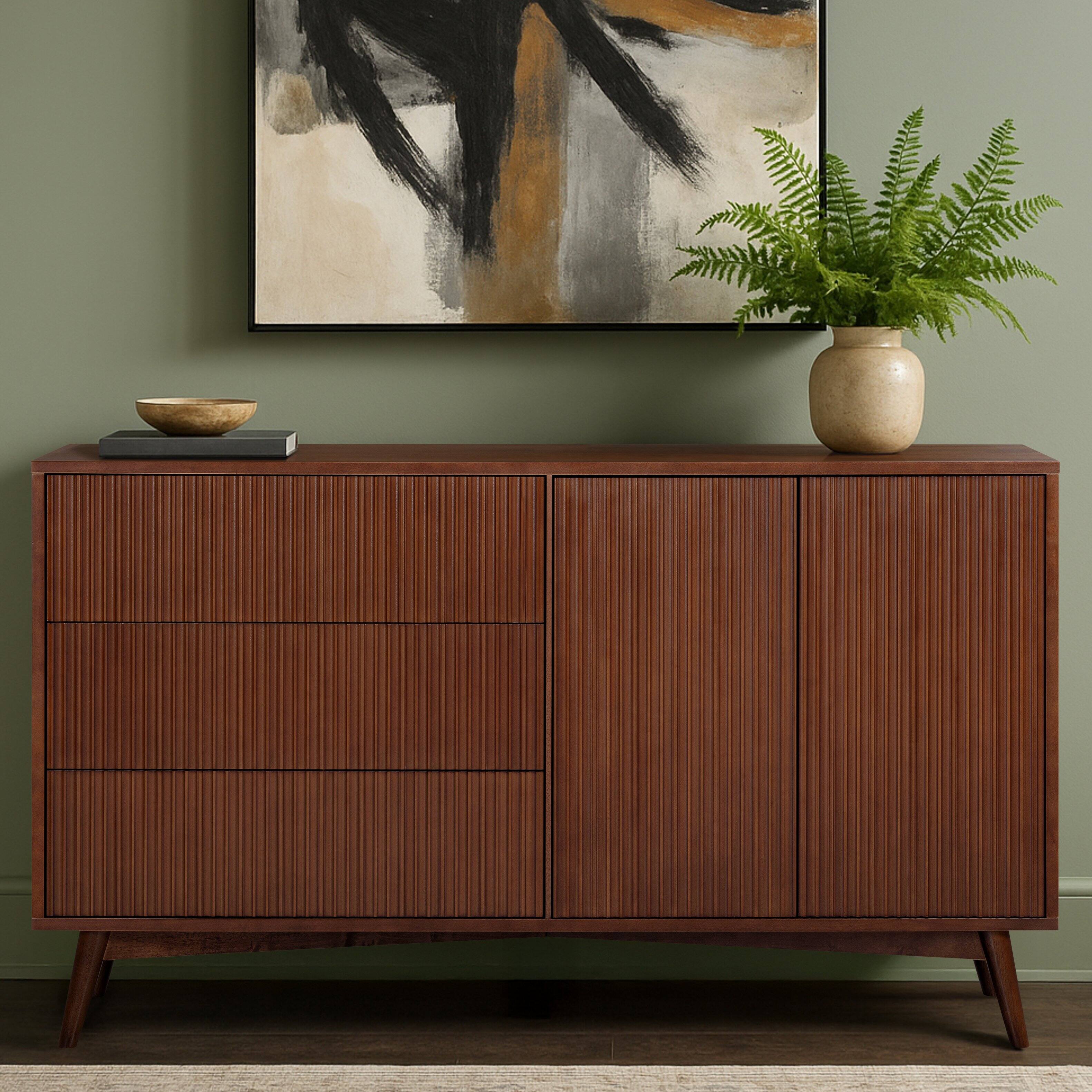 Front. Teamson Home - Teamson Home Tremolo Sideboard with 3 Drawers and 2 Doors, Walnut - Brown.