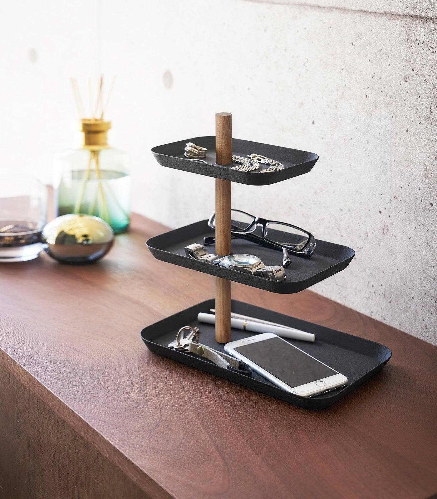 Alt View 8. Yamazaki Home - Three-Tier Display Tray - Steel - Ash.