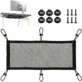 Turonic - DM1 Under Desk Cable Management Tray Net Kit Cord Organizer for Desk - Nylon Mesh 50x25 cm, 11 lbs Load, 6-Point - Unknown
