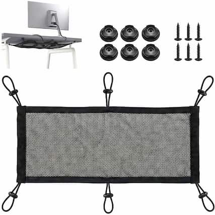 Front. Turonic - Turonic DM1 Under Desk Cable Management Tray Net Kit Cord Organizer for Desk - Nylon Mesh 50x25 cm, 11 lbs Load, 6-Point - Unknown.