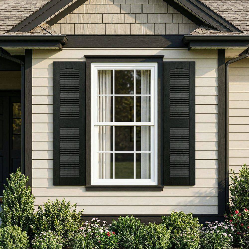 Alt View 6. Kadyn - Decorative Faux Shutters, Sturdy, Hassle-Free Design for Indoor & Outdoor Use, 14"x51", Black - Black.