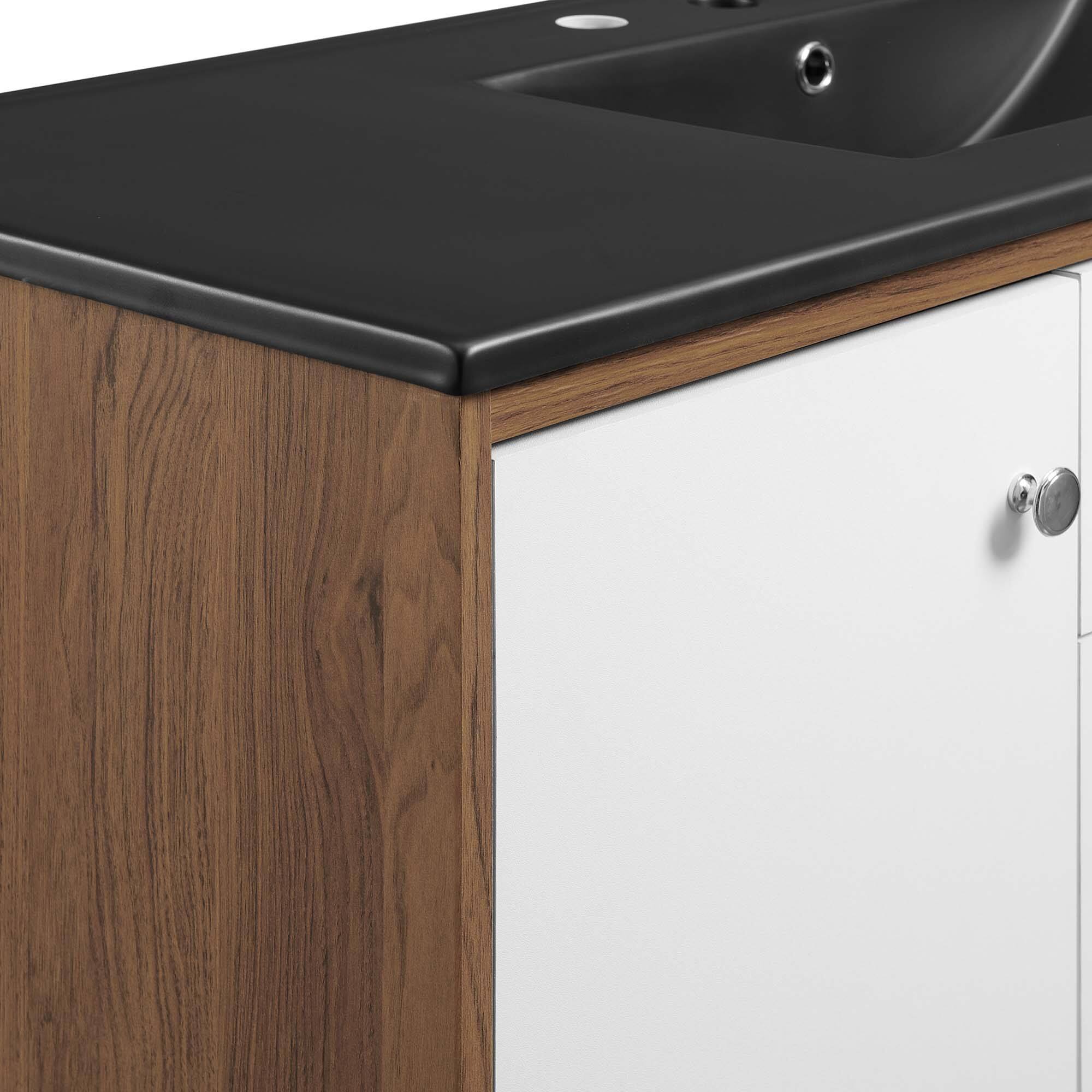Alt View 6. Modway - Transmit Bathroom Vanity Basin Included - Walnut Black.