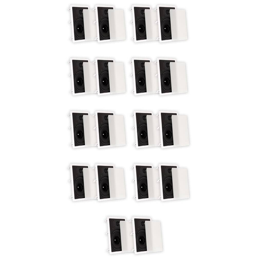 Front. Theater Solutions by Goldwood - TS80W Flush Mount In Wall Speakers with 8" Woofers Home Theater 9 Pair Pack - Paintable White.