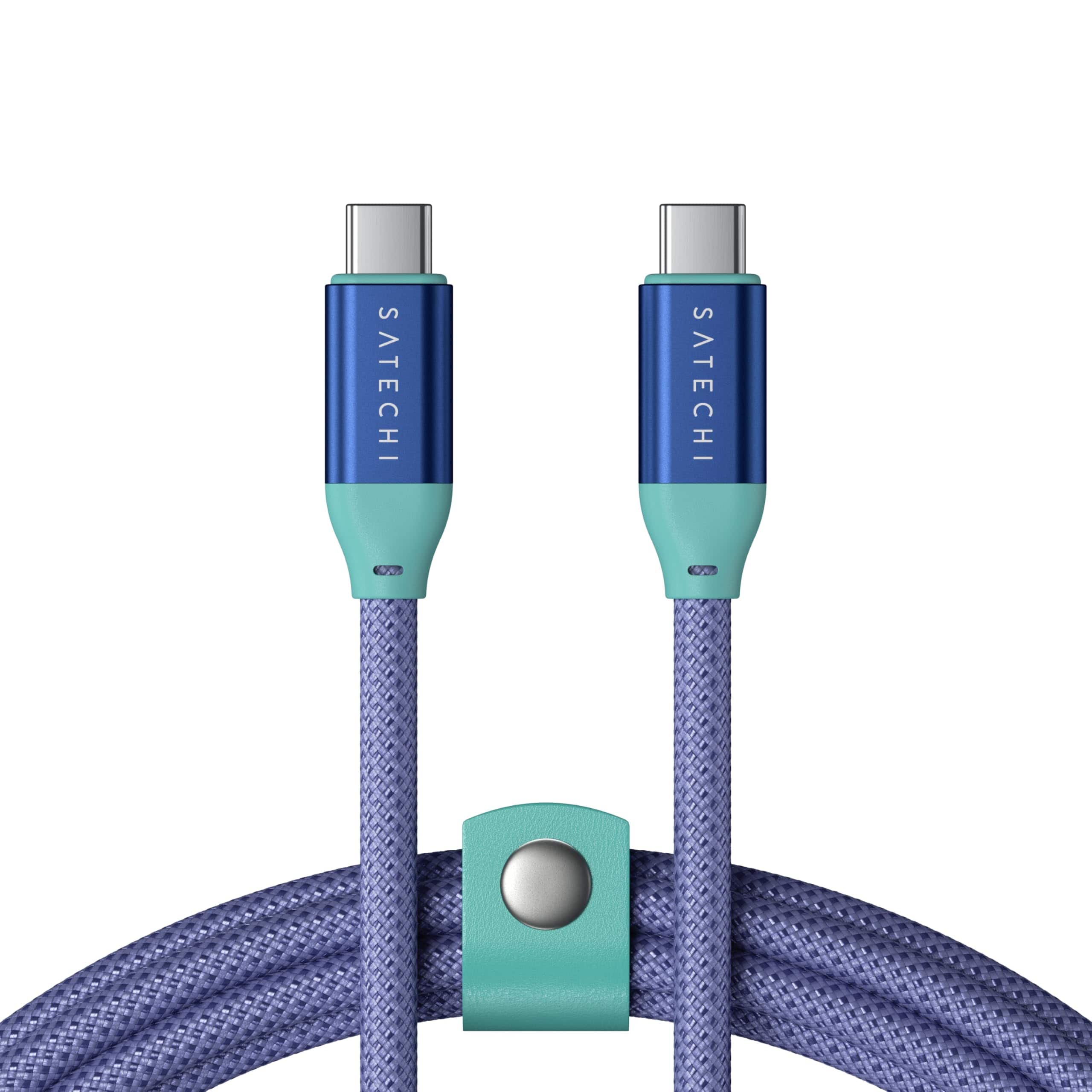 Satechi - USB-C to USB-C Cable - 240W PD, 20Gbps Data, 4K/60Hz Video, 1m/3.3ft Braided - Purple Aqua