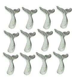Zeckos - Cast Iron Whale Tail Drawer or Cabinet Door Pulls Set of 12 - White