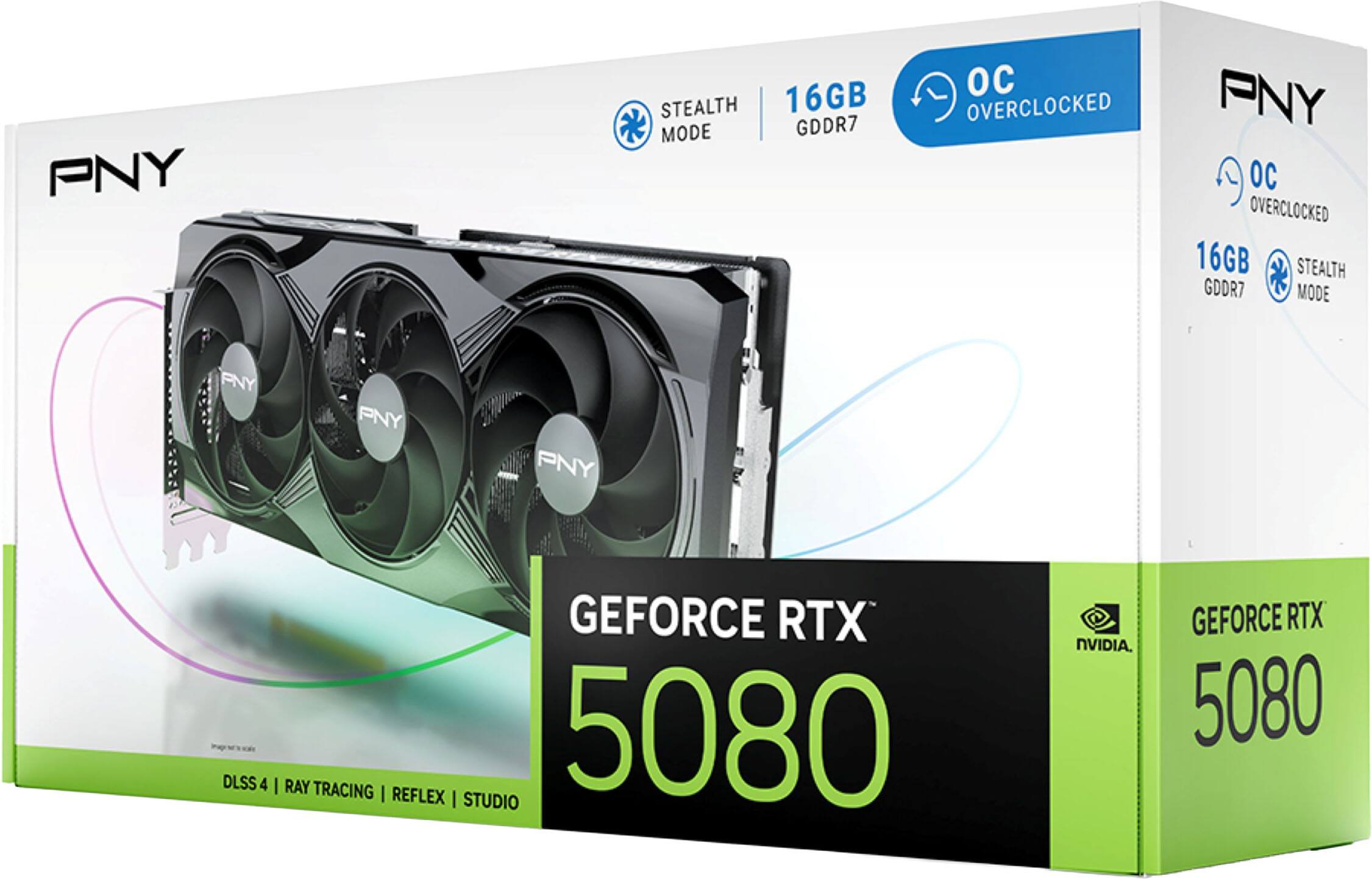 PNY STEALTH 16GB MODE GDDR7 OC OVERCLOCKED PNY OC OVERCLOCKED 16GB STEALTH GDDR7 MODE PNY DLSS 4 GEFORCE RTX 5080 GEFORCE RTX NVIDIA