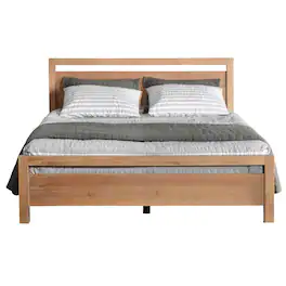 Hivvago - King size Farmhouse Solid Wood Platform Bed Frame with Headboard Footboard - Brown